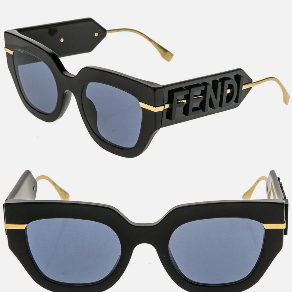 Fendi Black and Gold Sunglasses with Bold Logo